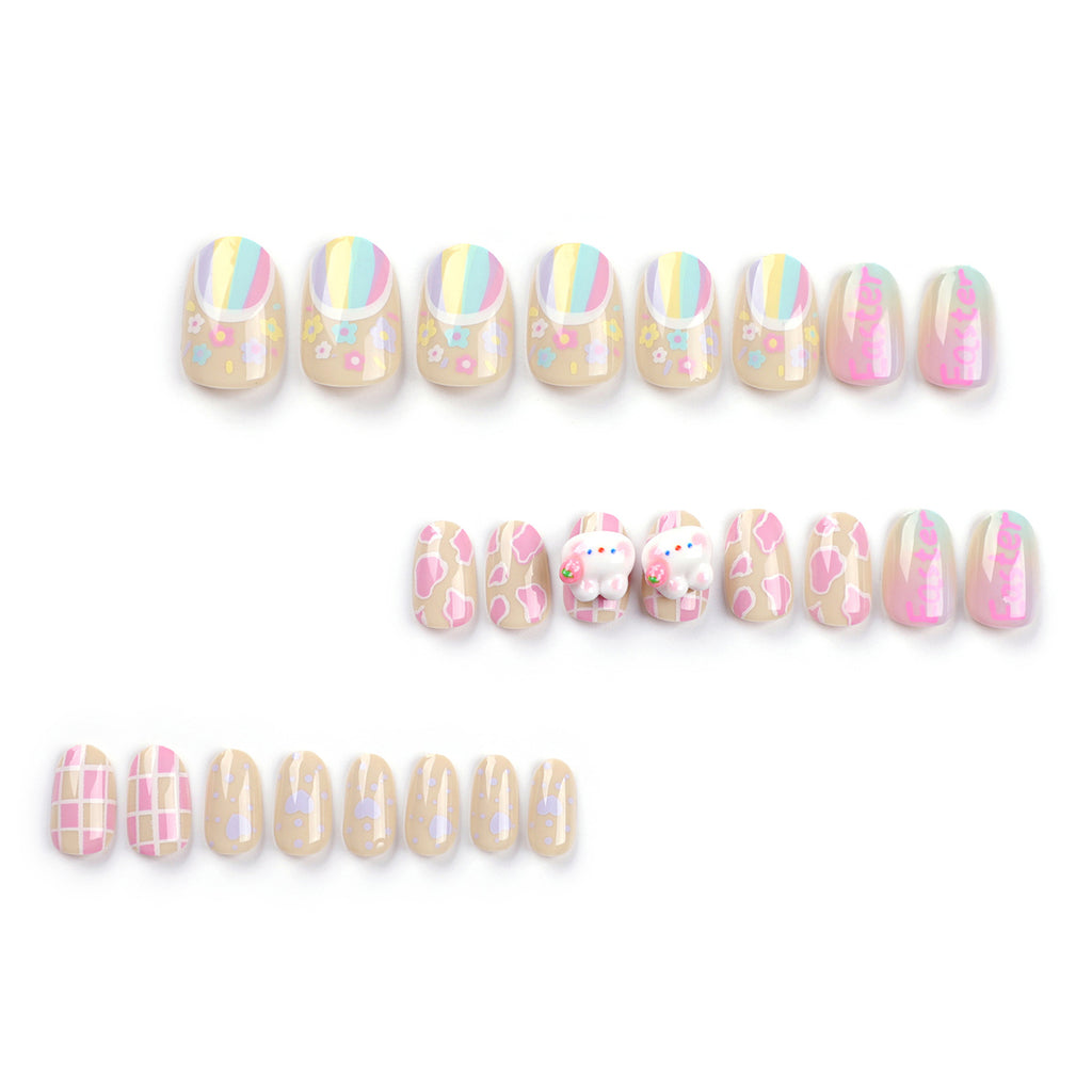 StarNagel Coffin Nails mit Niedlichen Cartoon-Hasen für Ostern