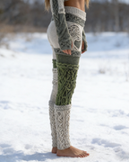 Viking Leggings Dunkelgrün Weiß: 3D-Print Keltischer Knoten, Push Up Yoga-Hose Fit Größe S-5XL