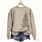 Damen Grauer Retro Christmas Tree Casual Sweatshirt Bequemer Warmer Winter PulloverSize S-5XL/Beige
