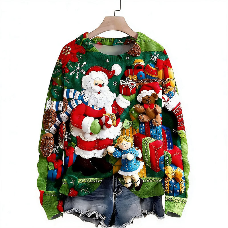 Damen Pink Christmas Sweater Einzigartiges Winter Strick Oberteil