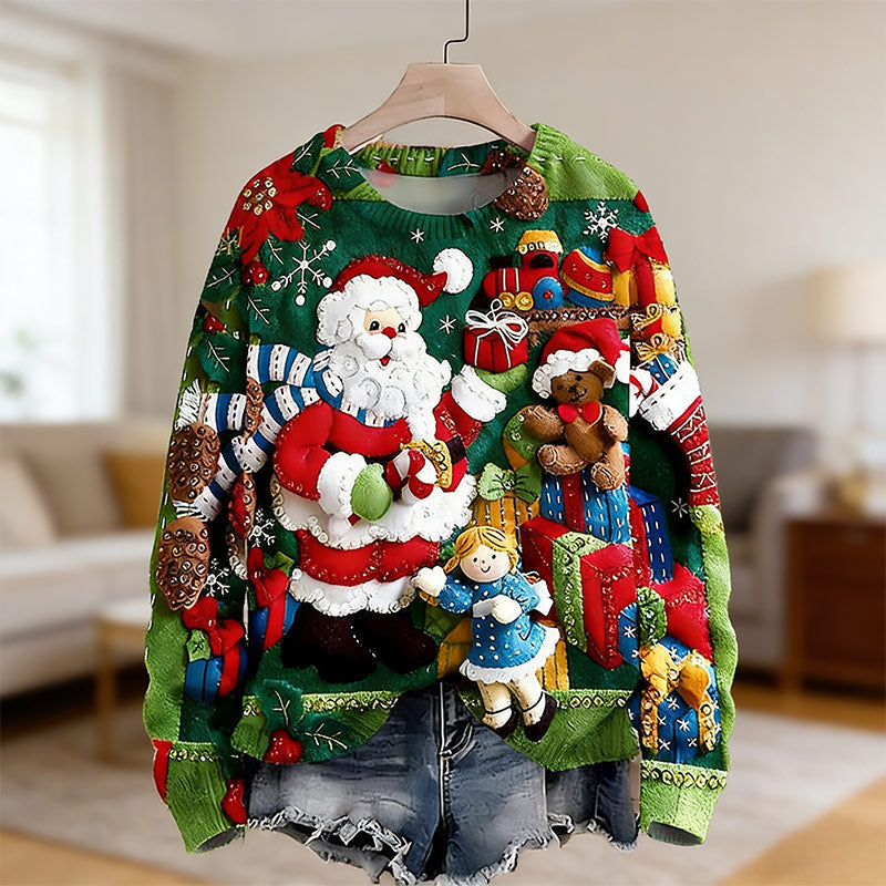 Damen Pink Christmas Sweater Einzigartiges Winter Strick Oberteil