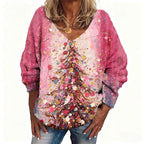 3D-Druck Damen Pink Winter Faith Christmas Faux Denim Print Top Bequemer Warmer Winter Pullover Size S-5XL/Rosa