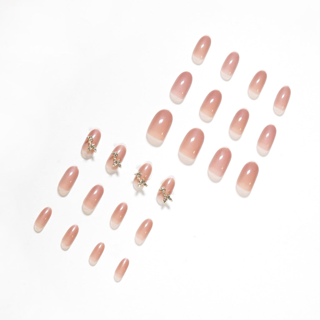 StarNagel Coffin Nails in Nude mit Doppelten Schmetterlingen