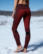 Viking Leggings Weinrot: 3D-Print Keltisch, Blickdicht, Push Up Yoga-Hose Sport Fit Größe S-5XL