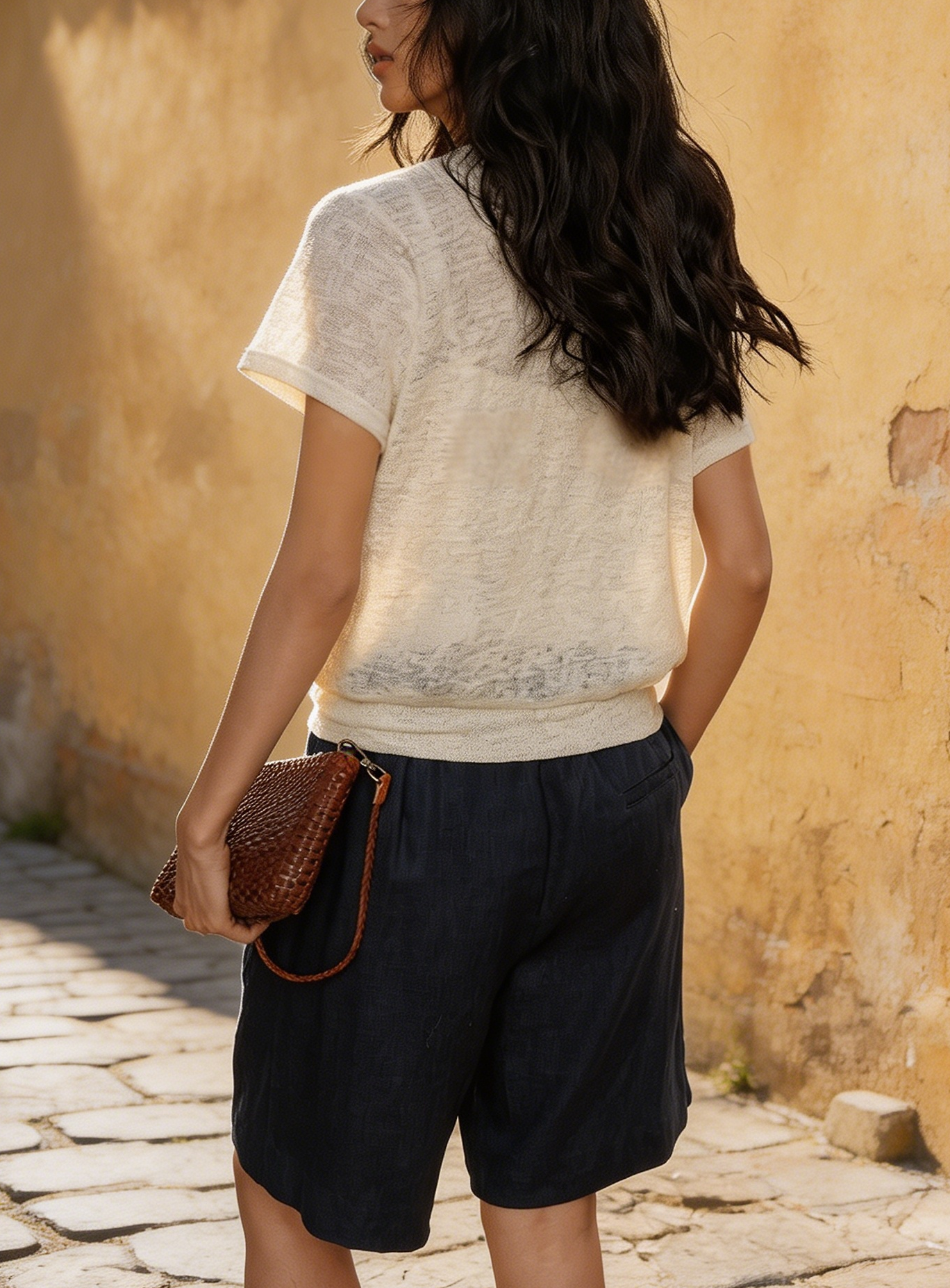 Blaue Leinen-Shorts: Nachhaltig, Luftig & Locker, Damen Bermuda Hose S-XL