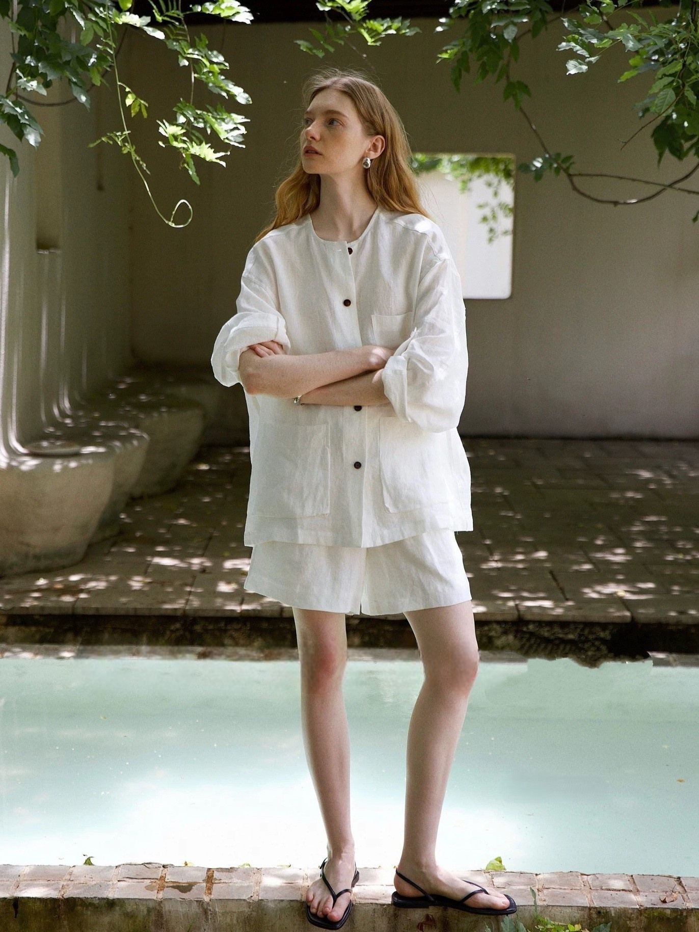 Weiße Leinen-Shorts: Nachhaltig, Luftig & Locker, Damen Bermuda Hose S-XL