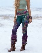 Viking Leggings Lila Blau: 3D-Print Lebensbaum, Keltisch, Blickdicht, Push Up Fit Größe S-5XL