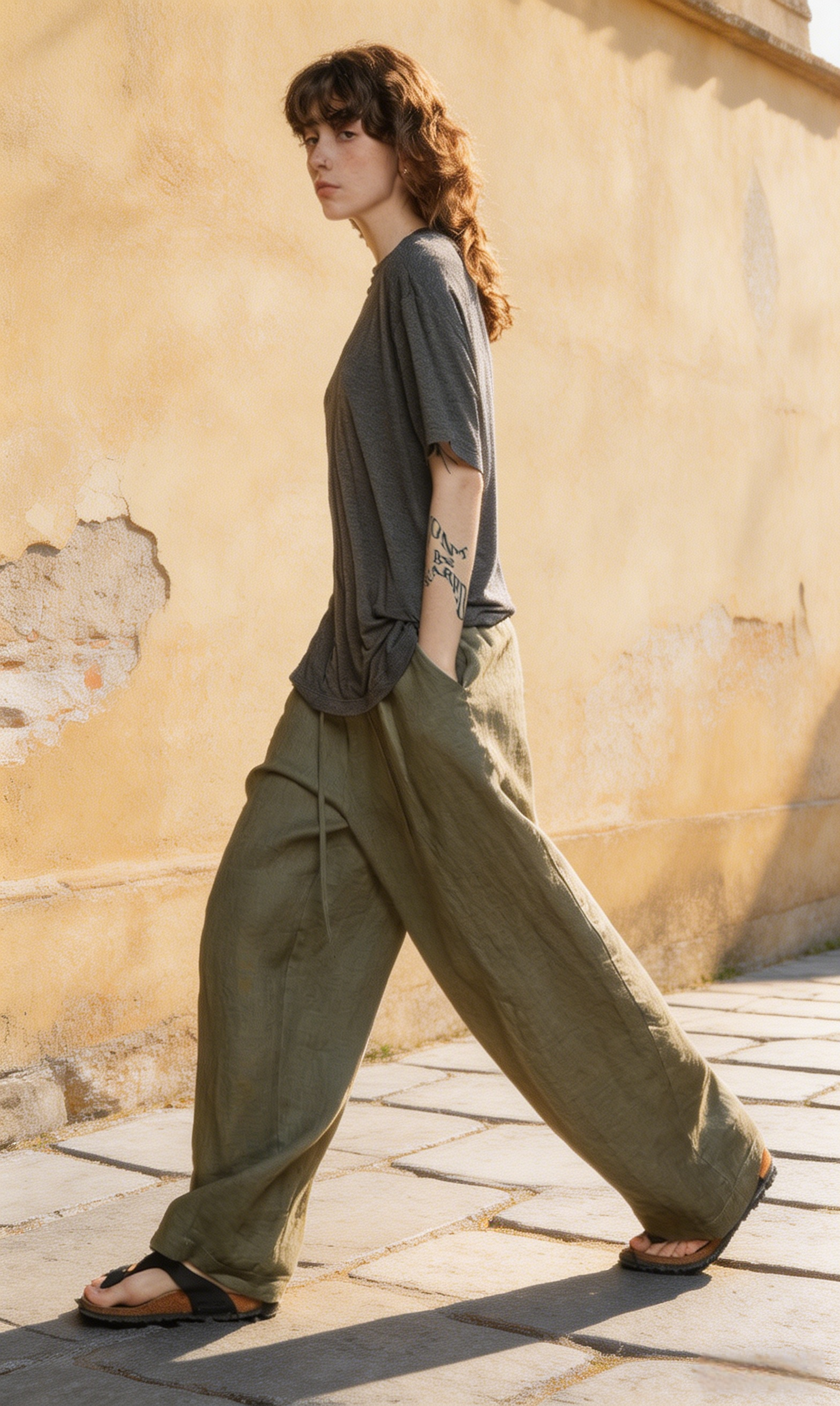 Grüne Leinenhose Damen: Nachhaltig, Luftig & High Waist, Wide Leg Hose S-XL