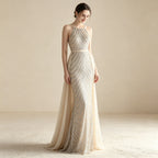 Elegantes Neckholder Abendkleid mit Pailletten – Figurbetontes Maxikleid im Meerjungfrau-Stil