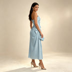 Elegantes One-Shoulder Abendkleid aus Satin mit edler Raffung