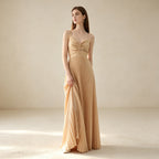 Elegantes Plissee Abendkleid mit Spaghettiträgern und Raffung
