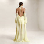 Festliches Sommerkleid in Hellgelb | Fließendes Boho-Chic Maxikleid