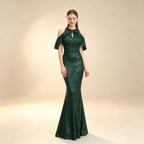 Funkelndes Pailletten Abendkleid mit Cold-Shoulder – Elegantes Neckholder Maxikleid
