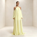 Festliches Sommerkleid in Hellgelb | Fließendes Boho-Chic Maxikleid