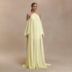Festliches Sommerkleid in Hellgelb | Fließendes Boho-Chic Maxikleid