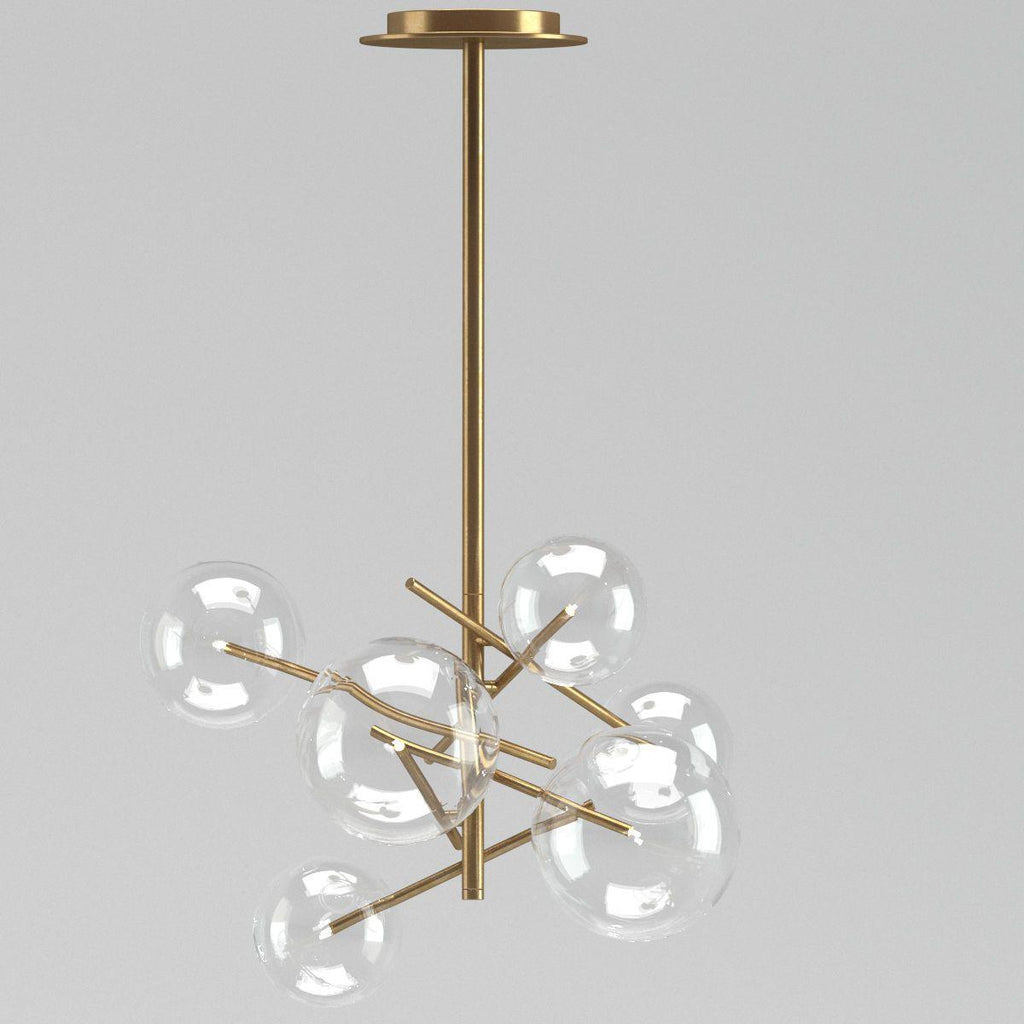 Bolle Chandelier 6heads ∅ 23.6″ x H 26.3″ / Dia 60cm x H 67cm / Gold & Clear Chandelier