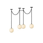 Industrial Alabaster Orb Chain Chandelier