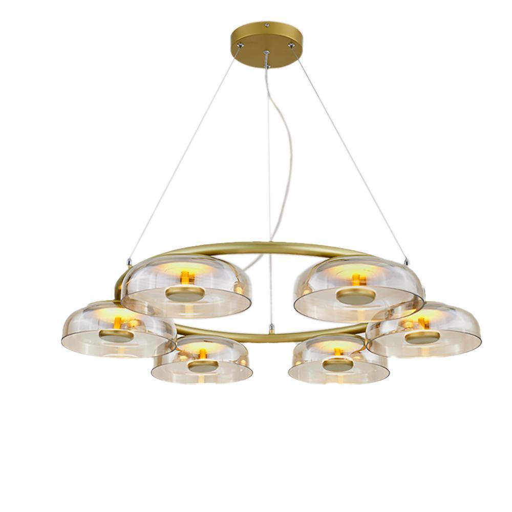 Blossi Chandeliers 6heads ∅ 31.5″ x H 59″ / Dia 80cm x H 150cm / Brass & Clear / Warm Light Chandelier