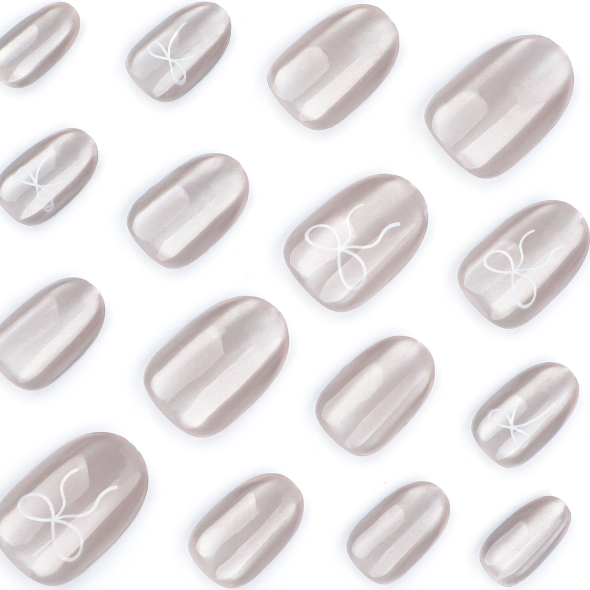 StarNagel Round Nails in Hochwertigem Grau mit Cat Eye Effekt und Einfachem Einfarbigen Design sowie Schleifen