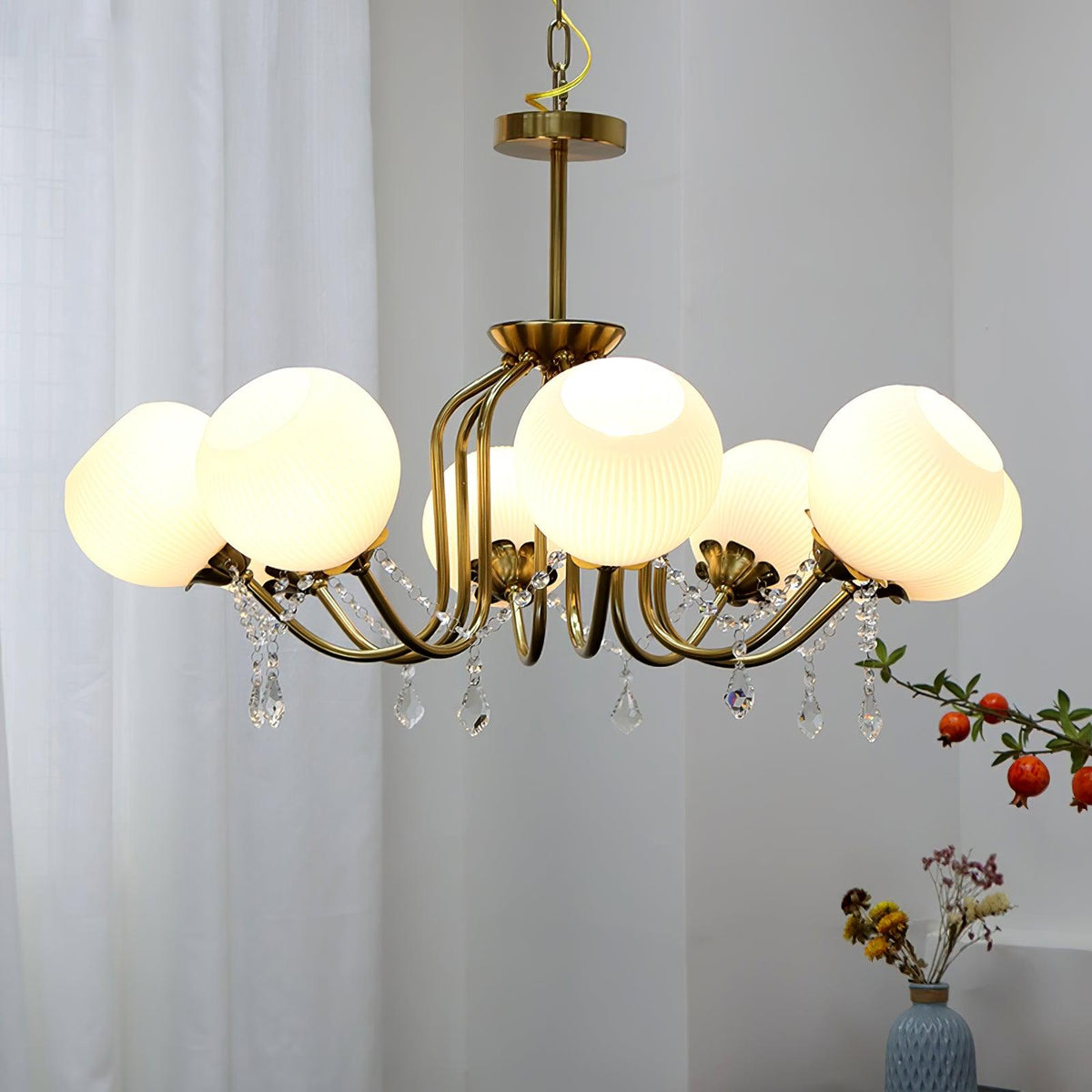 Stamen Chandelier ∅ 33.5″ x H 21.7″ / Dia 85cm x H 55cm / Copper & White Chandelier