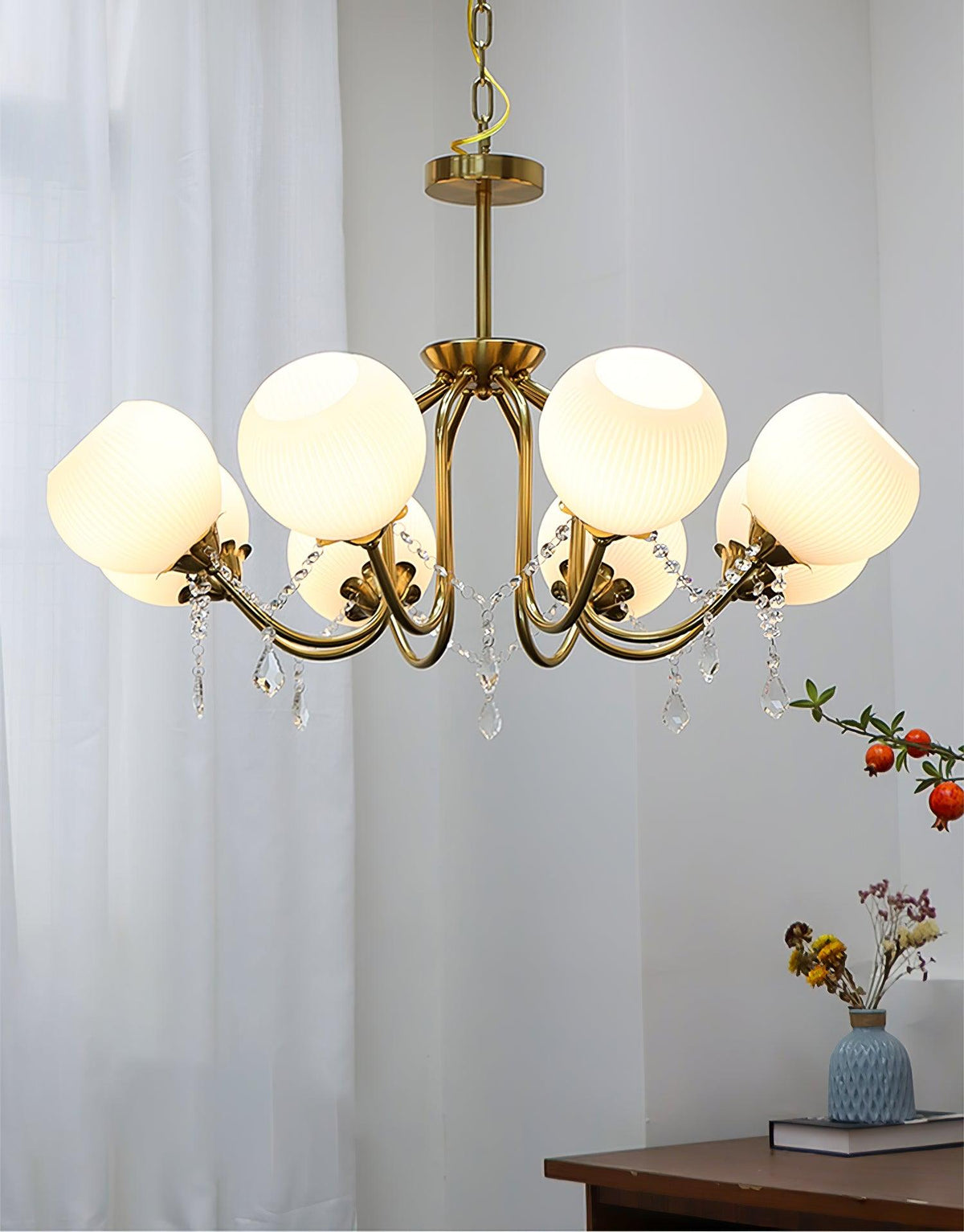 Stamen Chandelier ∅ 29.5″ x H 21.7″ / Dia 75cm x H 55cm / Copper & White Chandelier