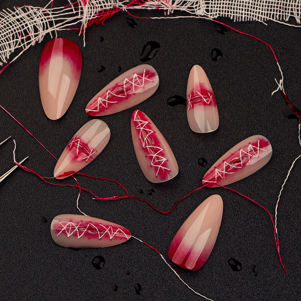 StarNagel Almond Nägel in 3D Nude-Rot mit Ombre-Effekt für Halloween