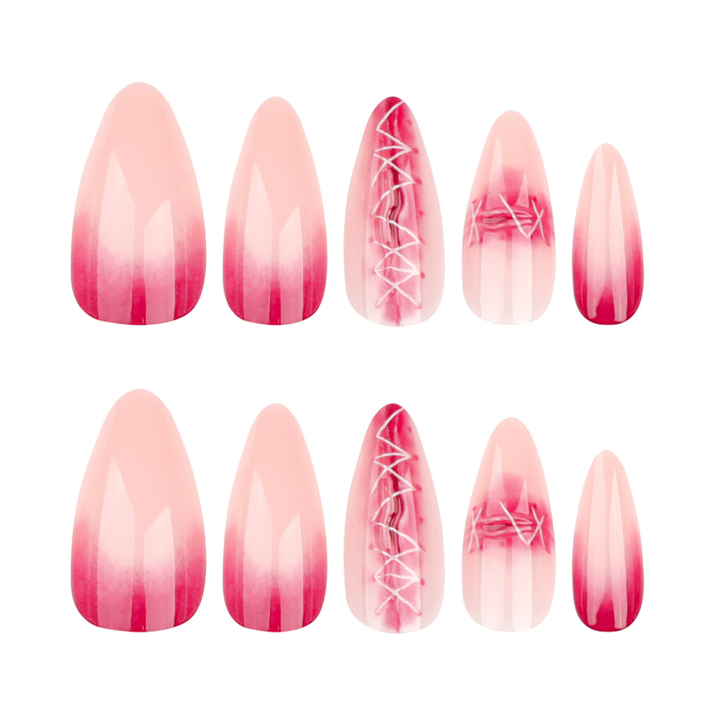 StarNagel Almond Nägel in 3D Nude-Rot mit Ombre-Effekt für Halloween
