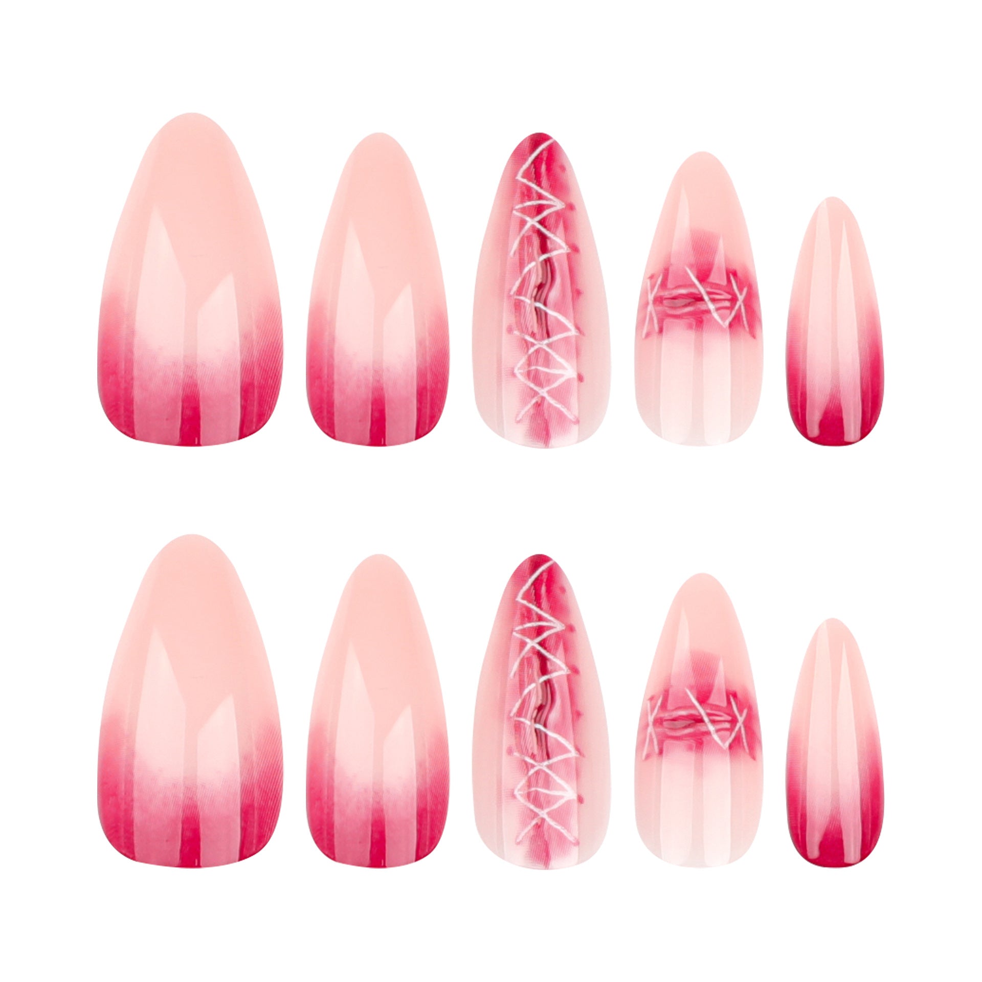 StarNagel Almond Nägel in 3D Nude-Rot mit Ombre-Effekt für Halloween