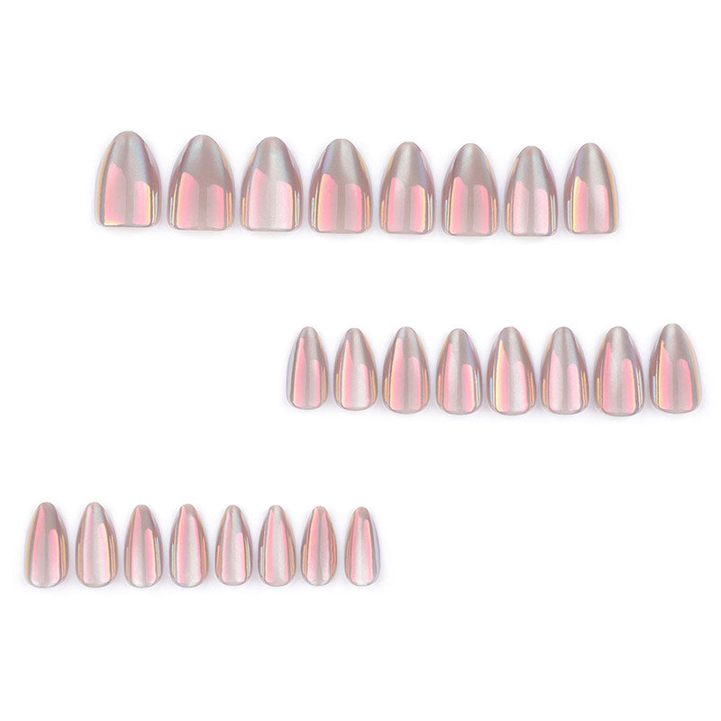 StarNagel Almond Nägel in Grau mit Aurora-Katzenaugeneffekt und schlichtem Design