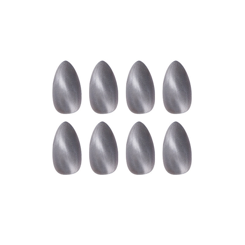 StarNagel Almond Nägel in Grau mit Matt Cat Eye Effekt