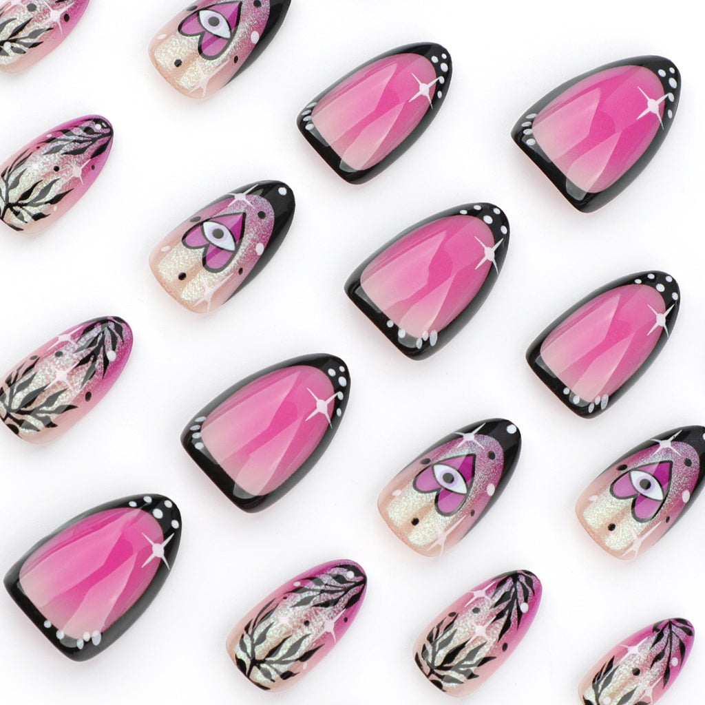 StarNagel Almond Nägel in Lila mit Ombre French und Glitzer