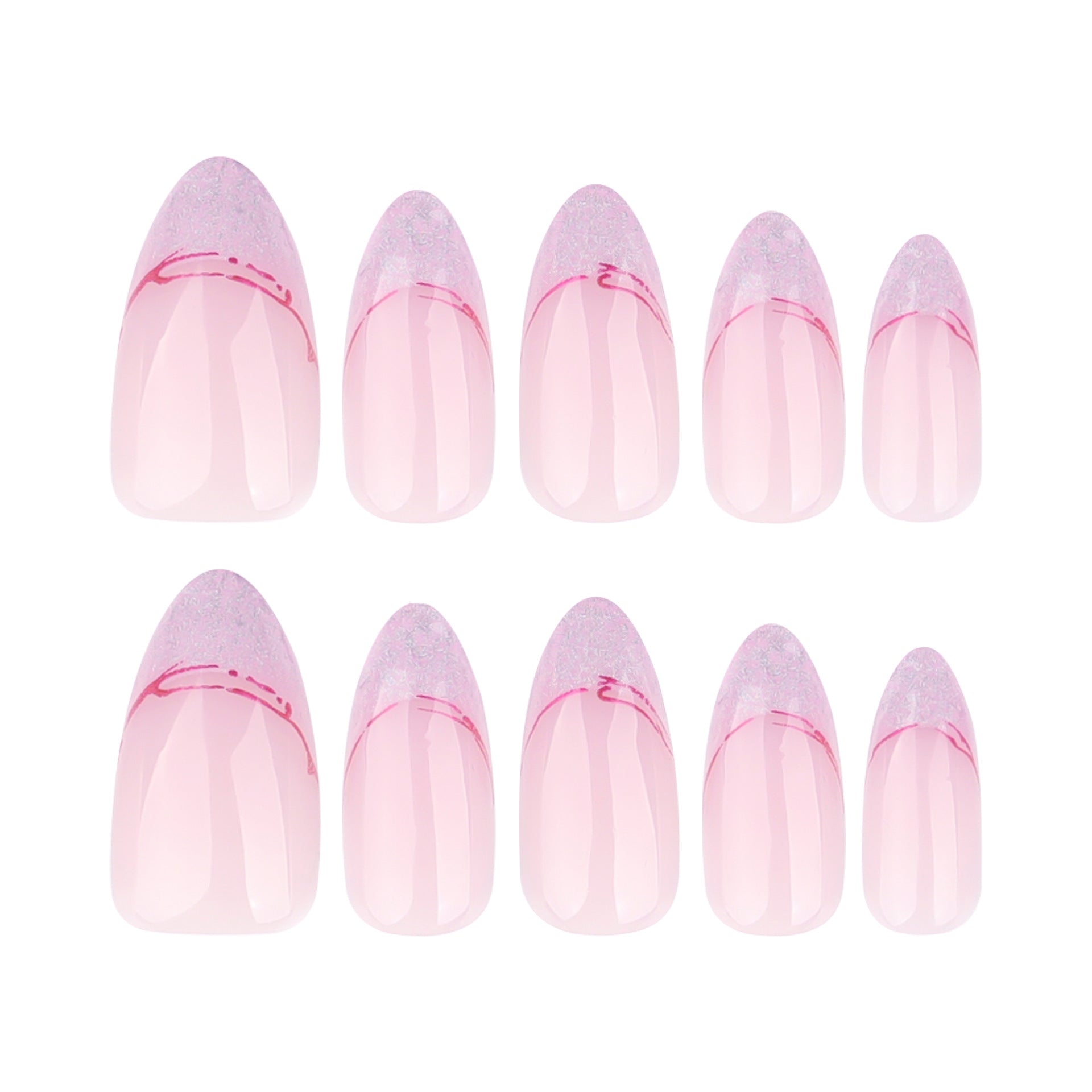 StarNagel Almond Nägel in Nude mit French in Blau-Lila und Glitzer