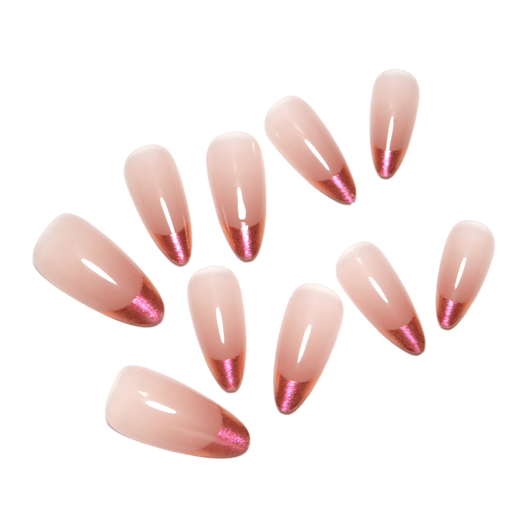 StarNagel Almond Nägel in Nude mit French in Rosa-Rot für einen Eleganten Look