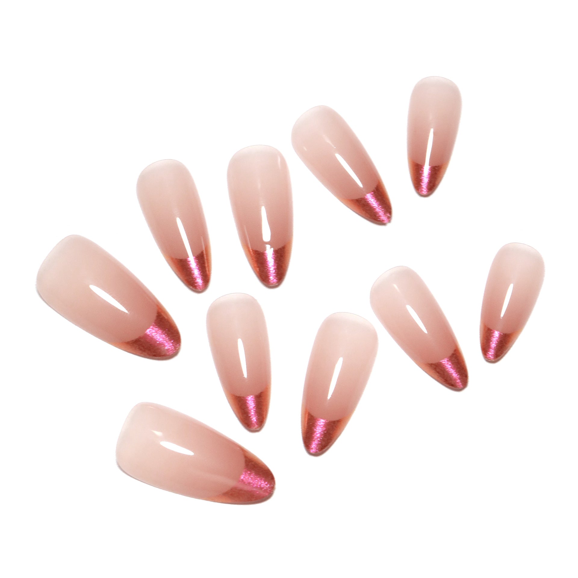 StarNagel Almond Nägel in Nude mit French in Rosa-Rot für einen Eleganten Look