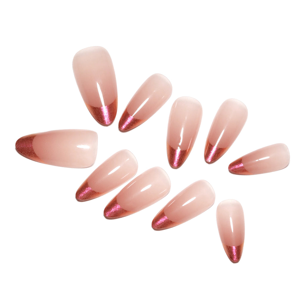 StarNagel Almond Nägel in Nude mit French in Rosa-Rot für einen Eleganten Look