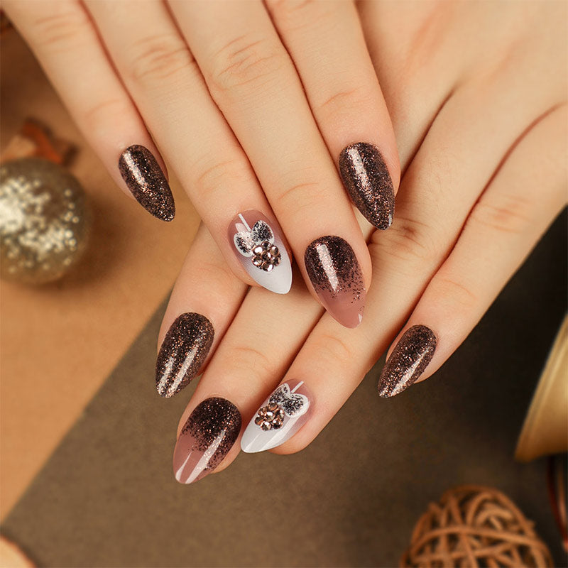 StarNagel Almond Nägel in Rosa mit Glitzer Ombre für Weihnachten