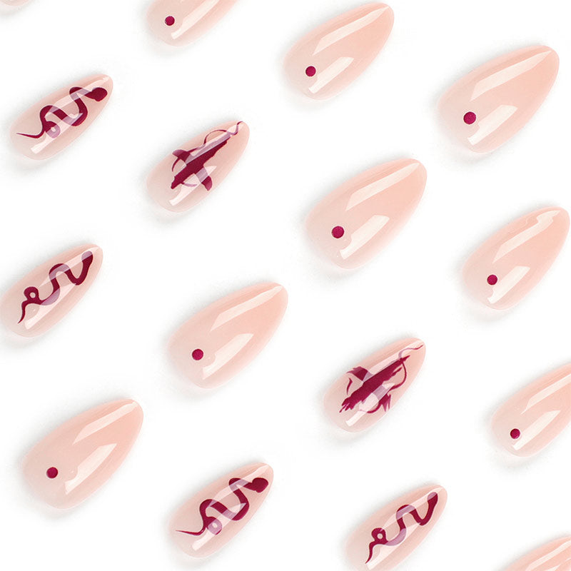 StarNagel Almond Nägel in Rosa mit Schlangenprint und Kreuz