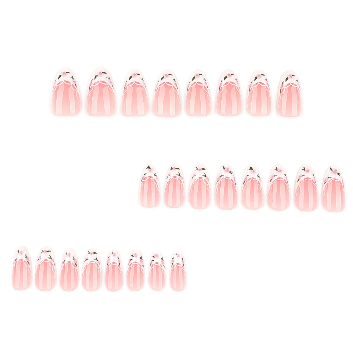 StarNagel Almond Nägel French Maniküre mit weißen Spitzen und grünen Blättern