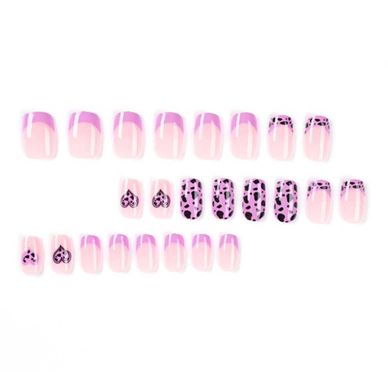 StarNagel Ballerina Nägel in Nude mit Lila Herz und Leopardenmuster