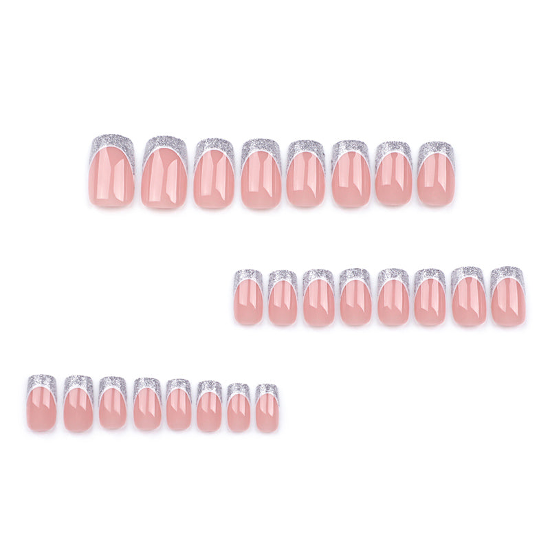 StarNagel Ballerina Nägel in Nude-Rosa mit Weißem French und Silberglitzer