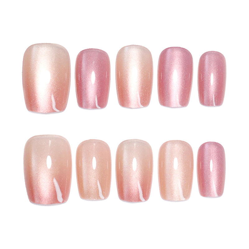 StarNagel Ballerina Nägel in Rosa mit Cat Eye Effekt, Goldfolie und Graffiti