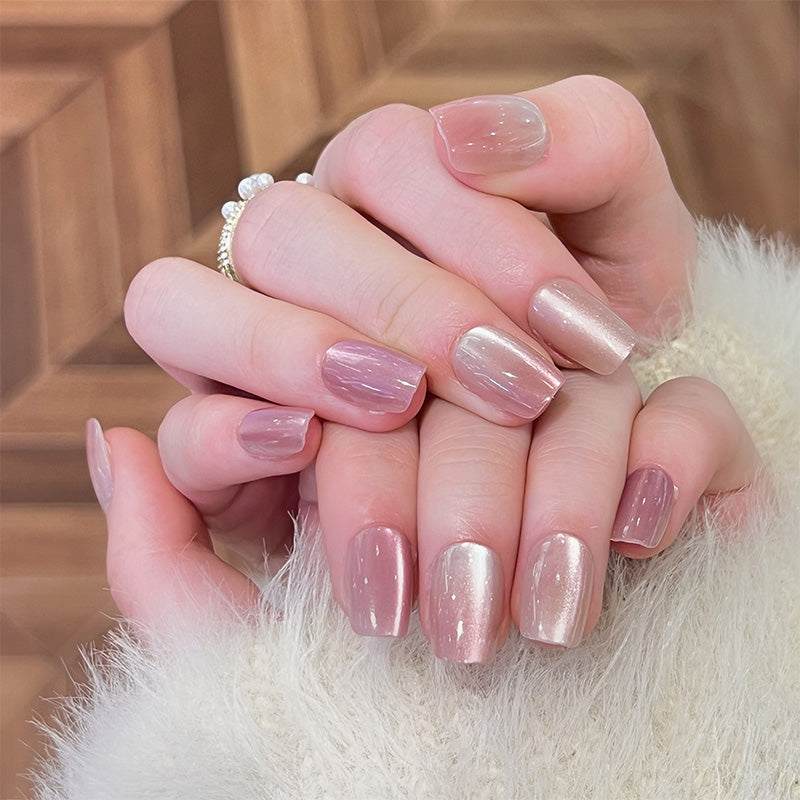 StarNagel Ballerina Nägel in Rosa mit Cat Eye Effekt, Goldfolie und Graffiti