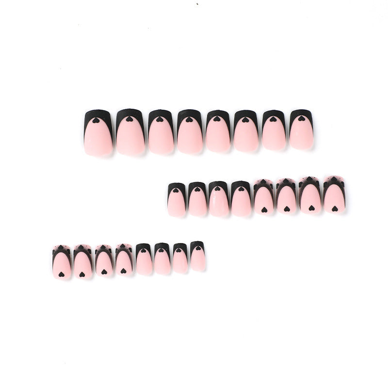 StarNagel Ballerina Nägel in Schwarz mit Herz-Design und French Ombre – Sweet & Cool Look