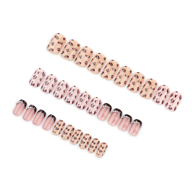 StarNagel Ballerina Nägel in Schwarz mit Leopard Print French für Herbst und Winter