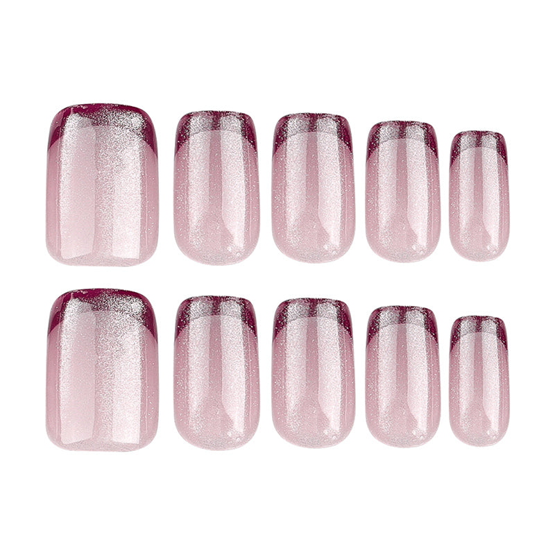 StarNagel Ballerina Nägel mit French in Rot und Nude Cat Eye