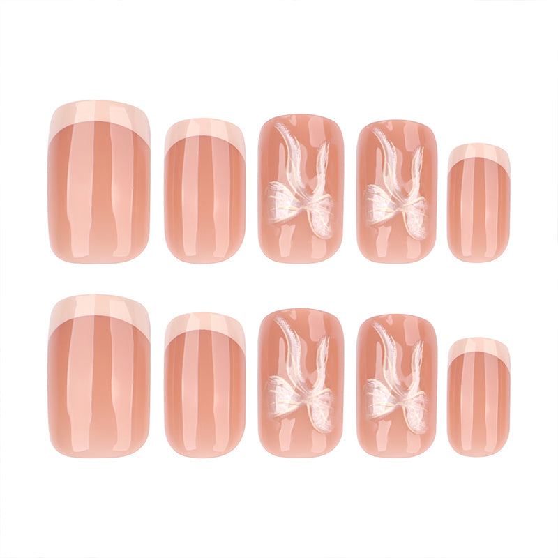 StarNagel Ballerina Nägel mit Sanftem Gelbem French und Goldenen Schleifen