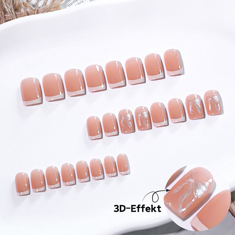 StarNagel Ballerina Nägel mit Sanftem Gelbem French und Goldenen Schleifen