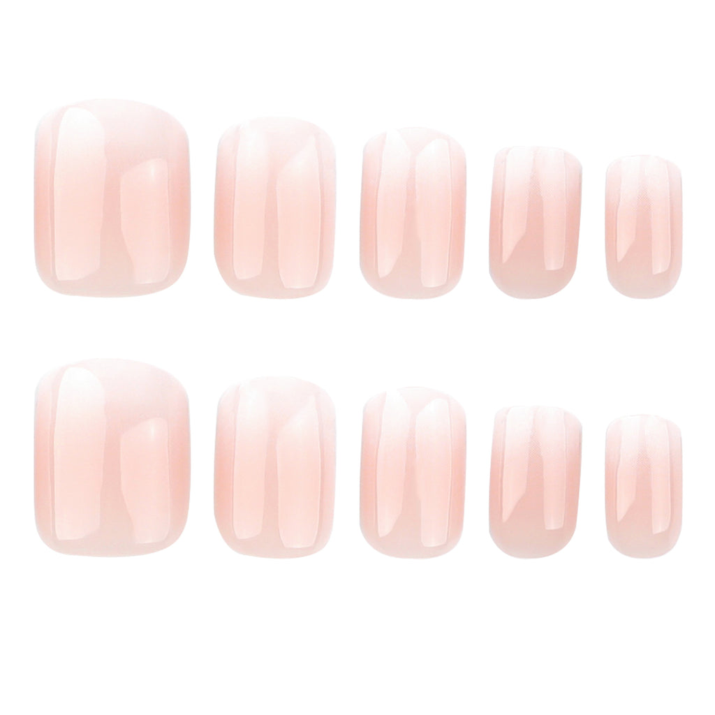 StarNagel Square Nägel in Nude-Rosa-Weiß Ombre – Schlichtes