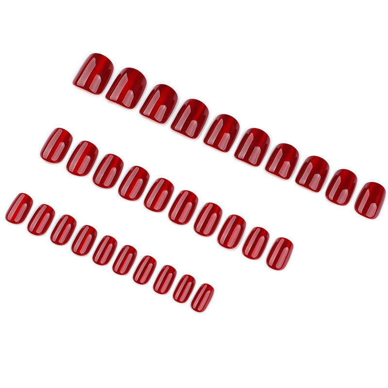 StarNagel Square Nägel in Weinrot Einfarbig mit Glitzer und Cat Eye Effekt