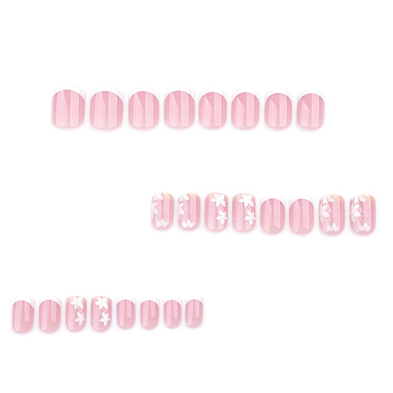 StarNagel Square Nägel in Rosa mit Blumenmuster und Weißem French